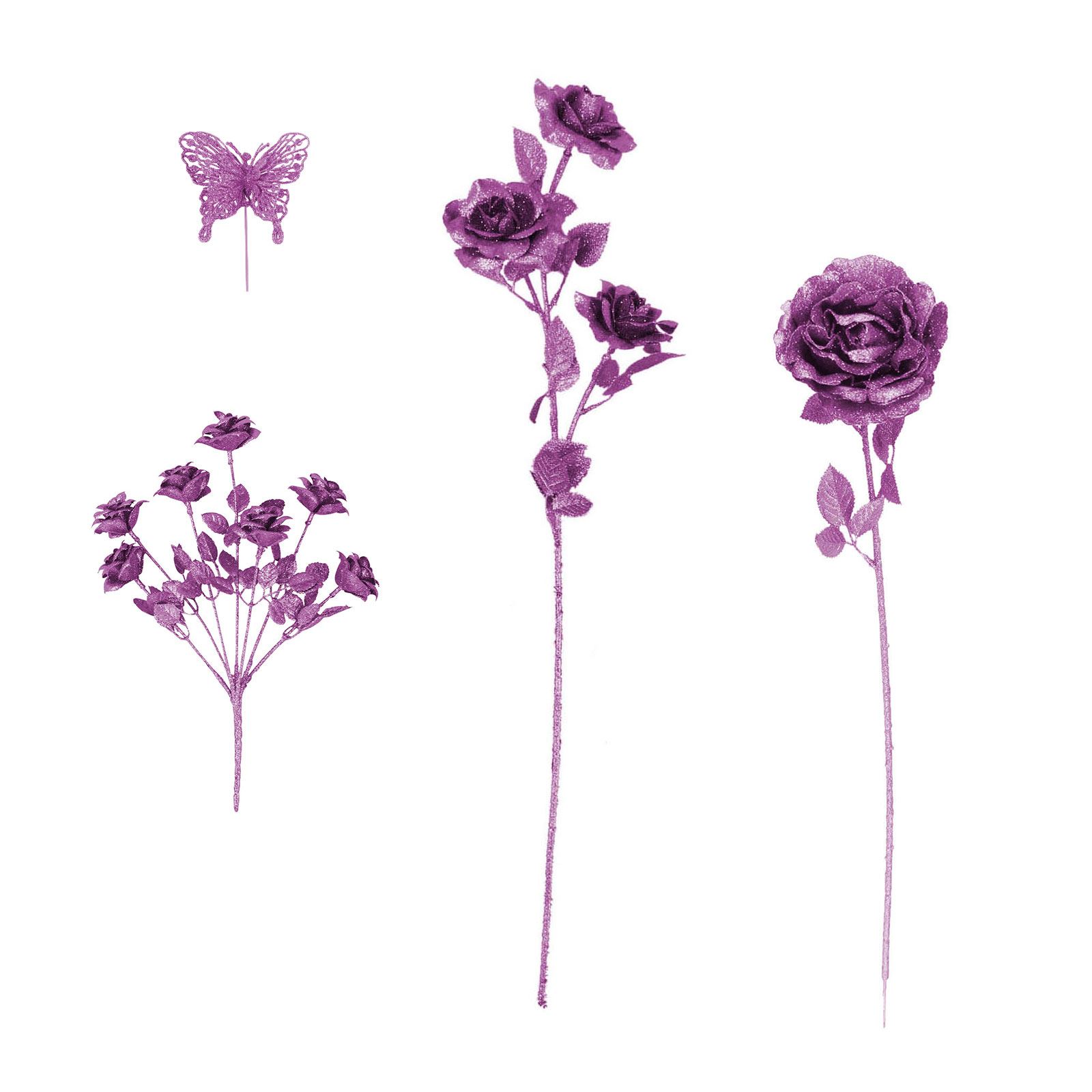 Heavy Glittered Large Double Layer Florist Butterflies Picks Artificial Glittery