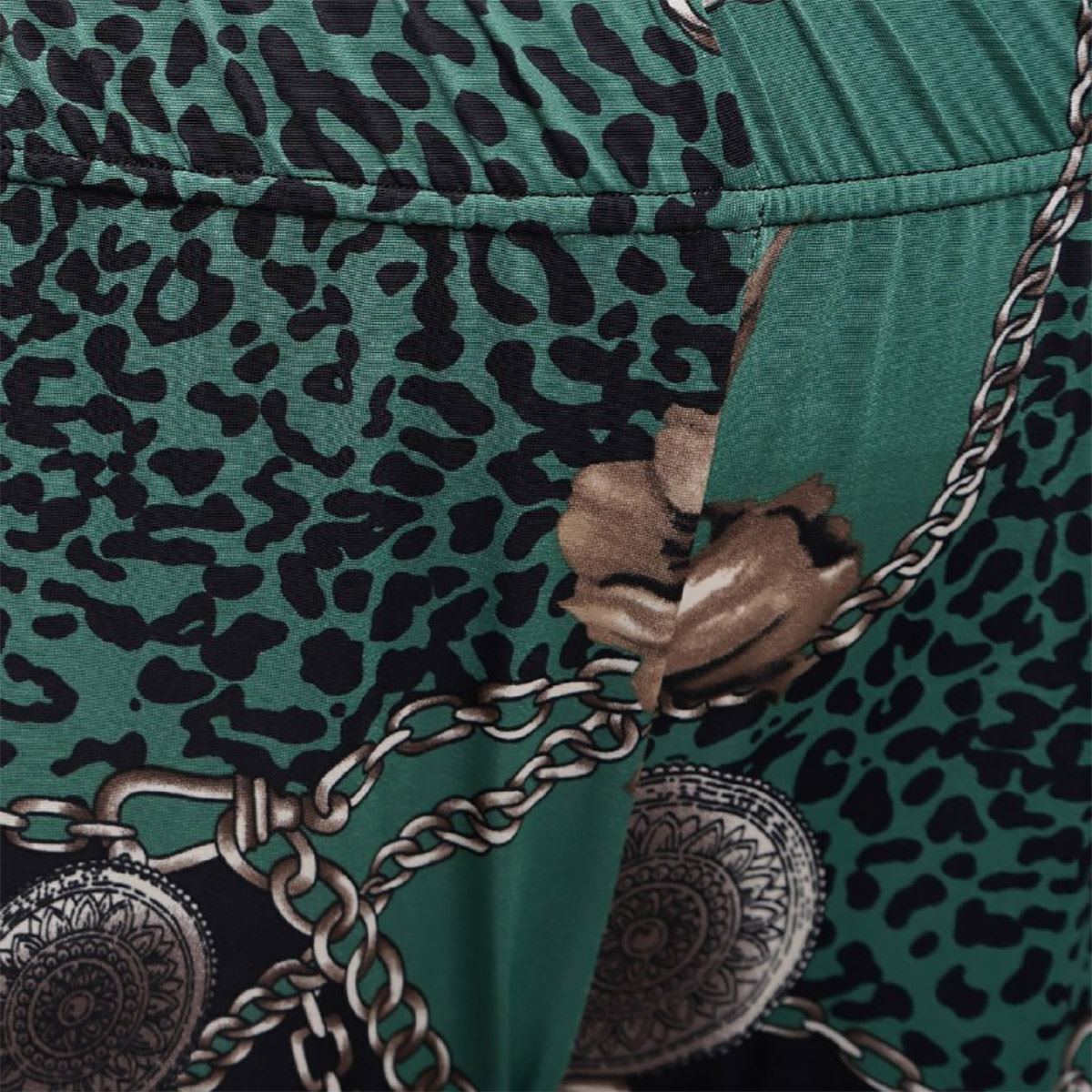 Da Donna Verde Barocco Sciarpa Stampata Palazzo Donna Taglie Forti Pantaloni Gamba Larga