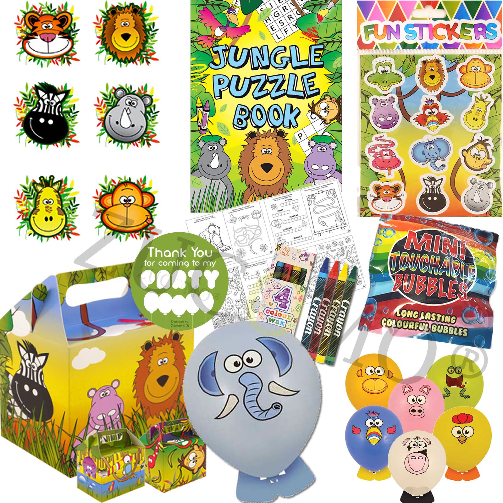 Ready Made Parcels Box Boys Girls Jungle Pre Filled Childrens Kids Party Bags