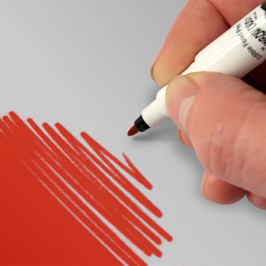 Rainbow Dust Edible Cake Icing Food Art Pens 2 Nibs Black Red