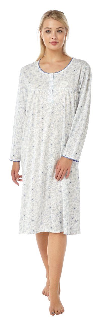 Donna a Maniche Lunghe in Policotone Camicia Da Notte Camicia da Notte Nightwear
