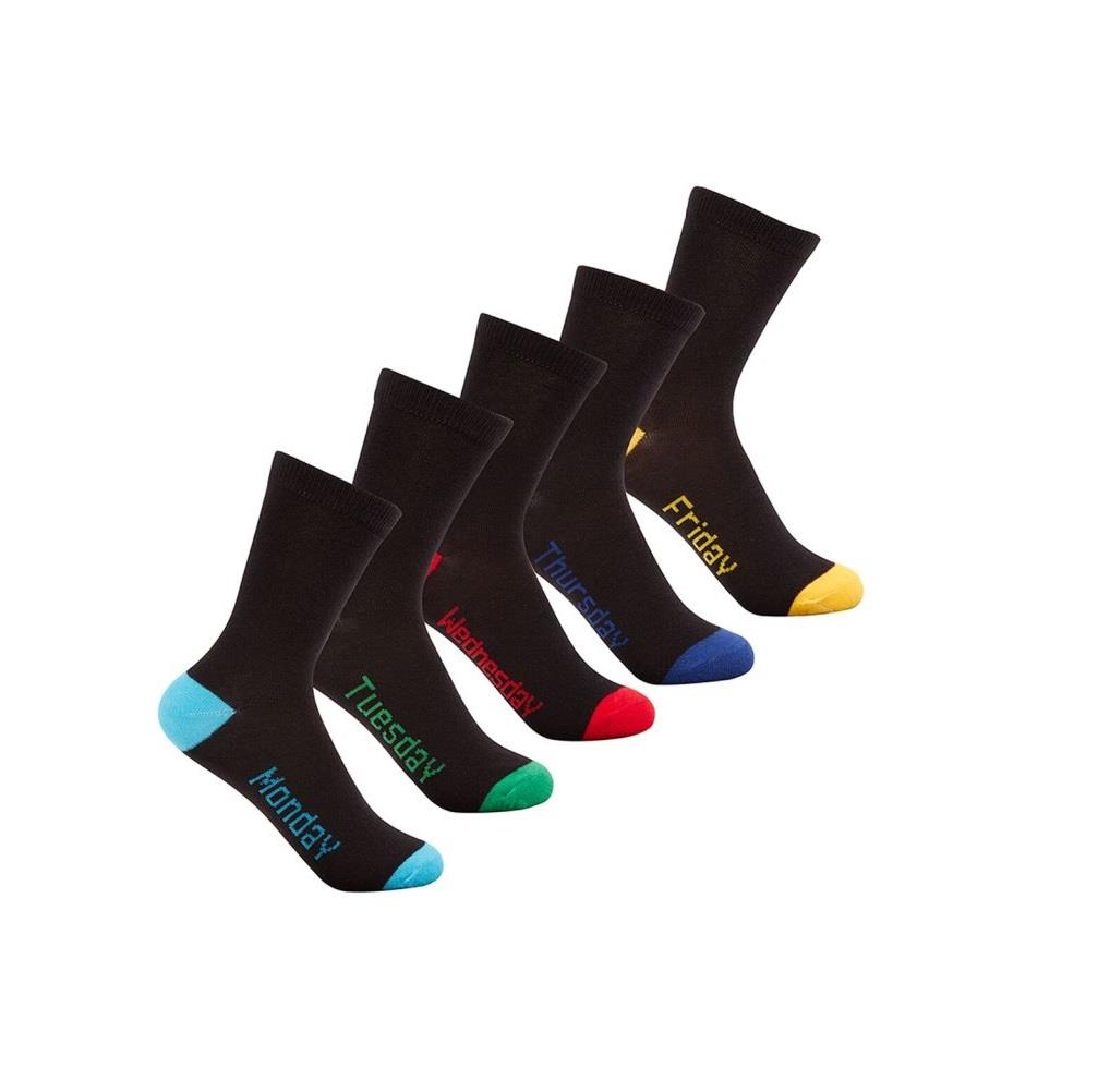 Childrens Boys School Socks Days of the Week Weekday Novelty