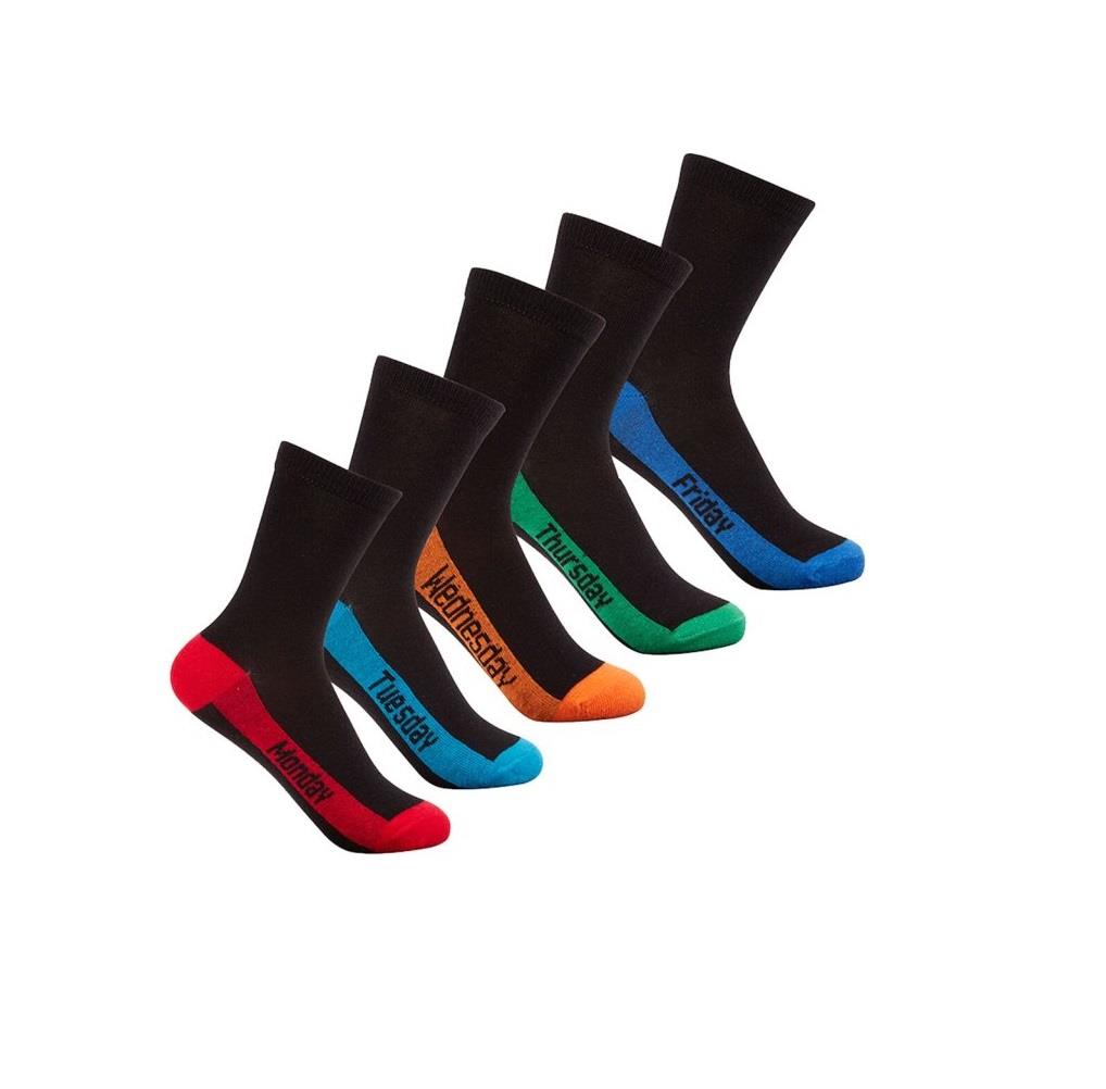 Childrens Boys School Socks Days of the Week Weekday Novelty