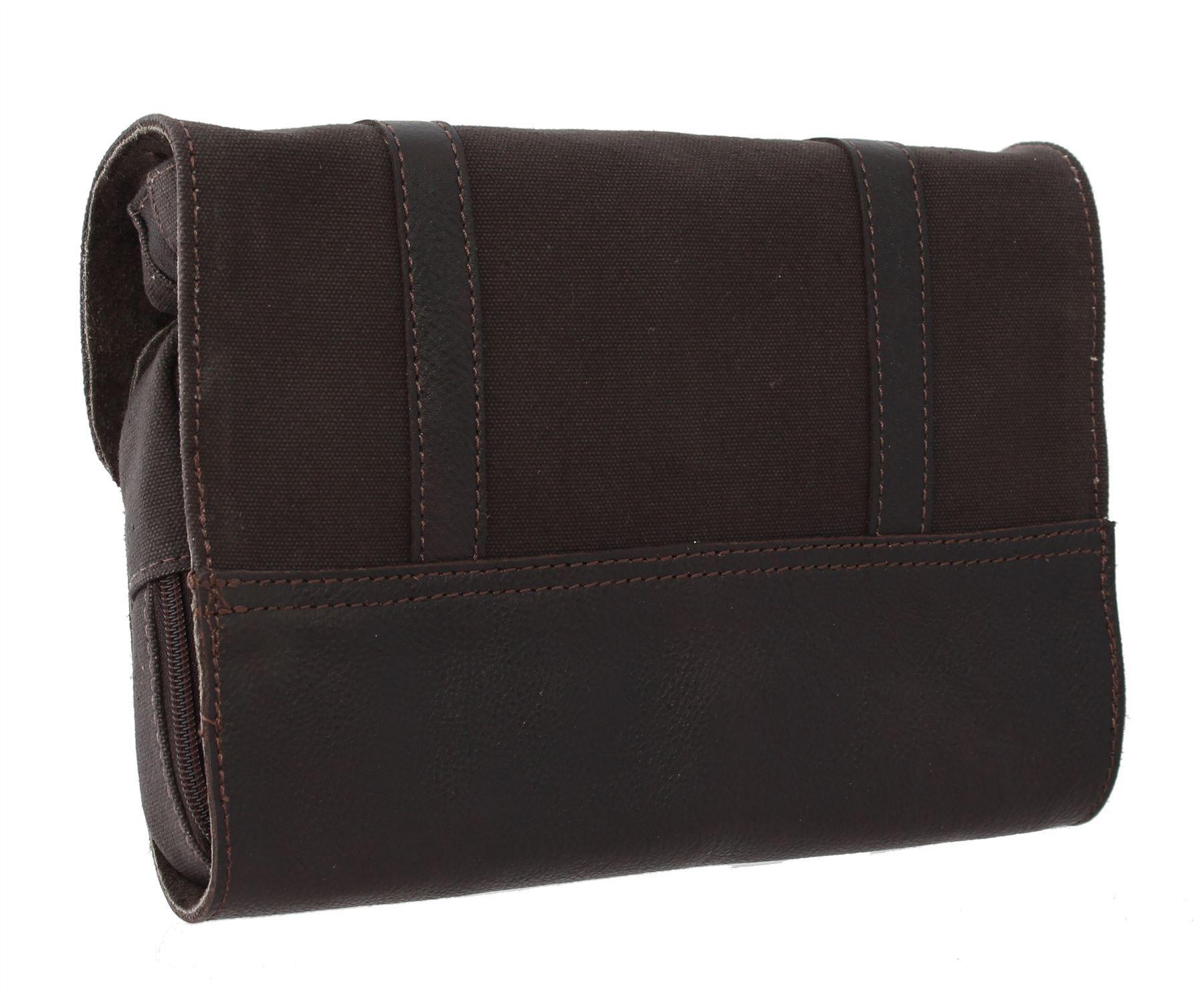 Ashlie Cuir Huilé Cuir et Tissu Gents Hanging Washbag 7010
