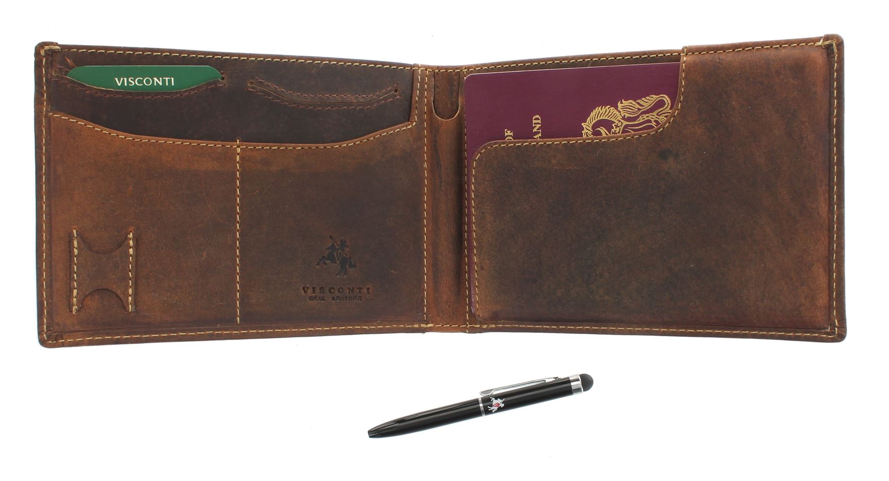 Visconti Leather JET Passport Travel Wallet With RFID Protection Stylus Pen 726