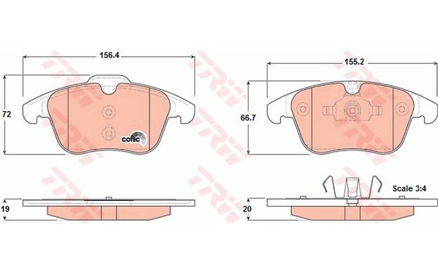 4x TRW Front Brake Pads for LAND ROVER FREELANDER FORD MONDEO S-MAX GDB1683