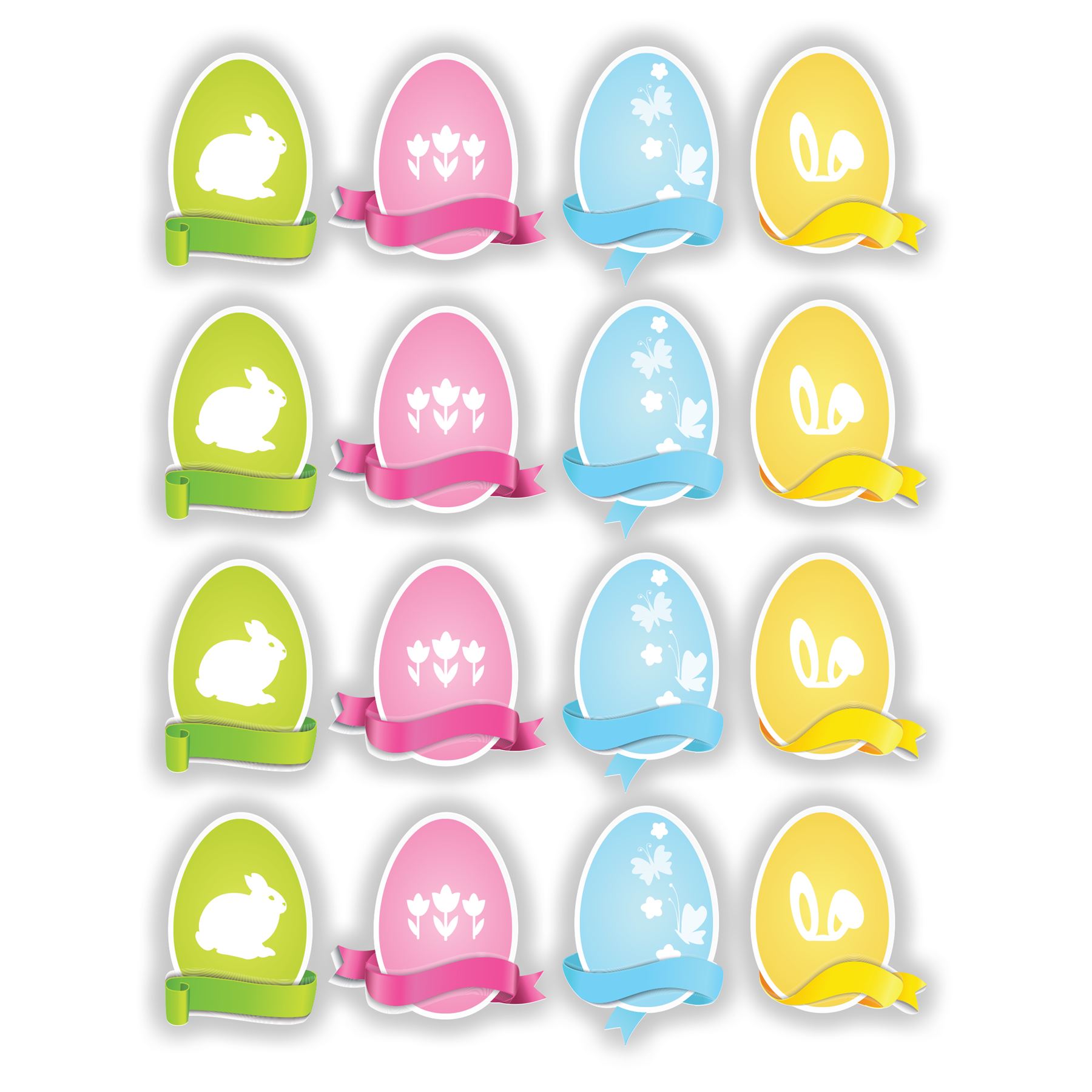 Home Decor 16 Coloured Eggs Happy Easter Self-adhesive vinyl Sticker