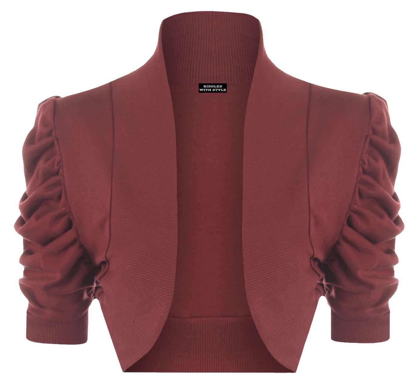 Womens Plain affrettata Manica Corta Coprispalle Donna Anteriore Apri Cardigan Bolero Top