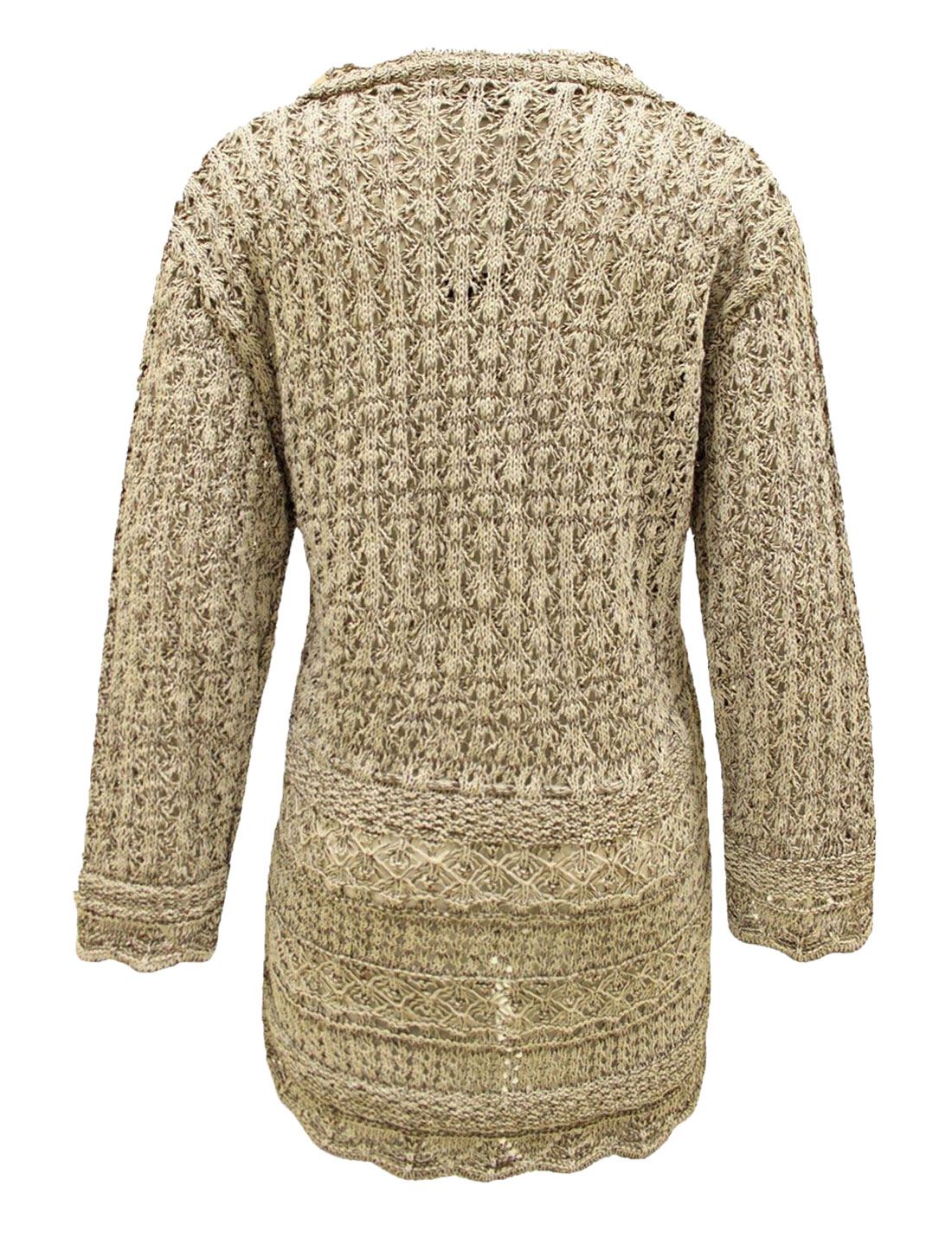 Crochet Knitted 3//4 Sleeve Knit Jumper Womens Fancy String 2Button Cardigan Lot