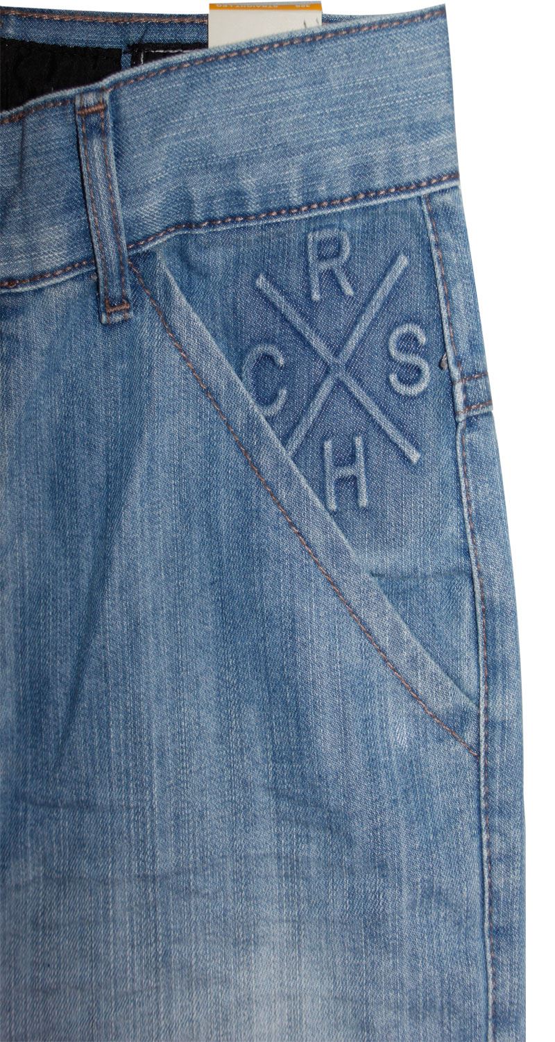Crosshatch Mens Denim Jeans Coated Straight Leg Regular Fit Trousers Big Sizes
