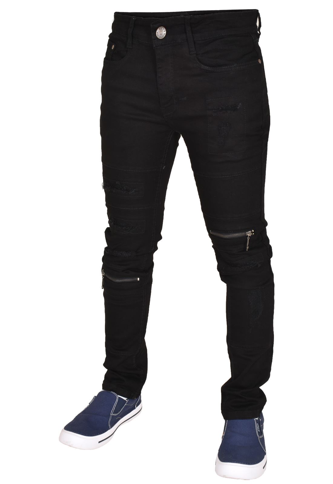 G72 Mens Ripped Straight Leg Zip Fly Skinny Fit Jeans Western Denim Zipper Pants