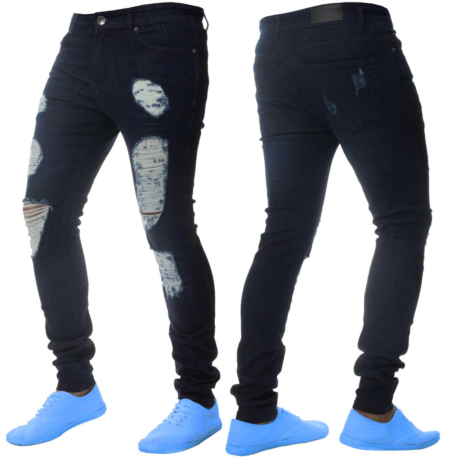 Men Enzo EZ376 Super Skinny Fit Stretch Ripped Style Denim Jeans Trousers Pants