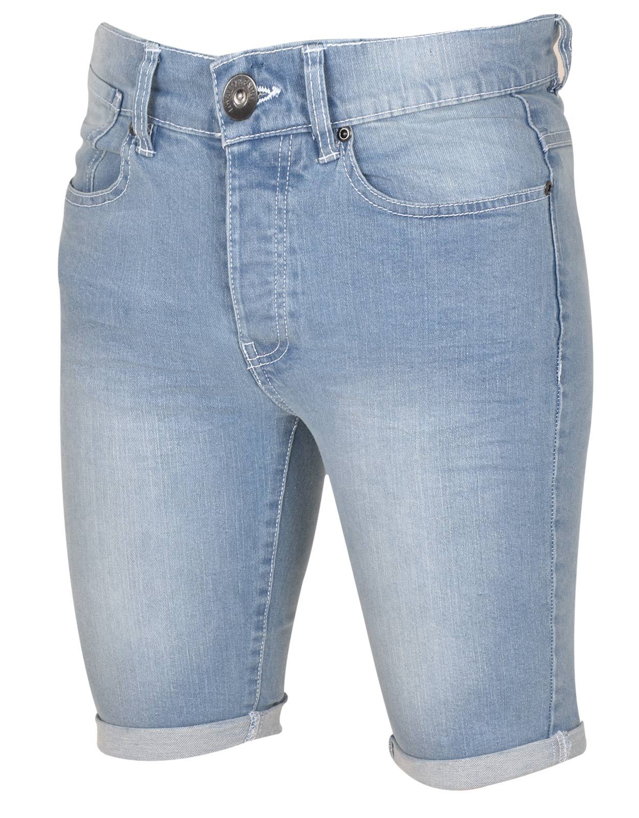 Mens Denim Shorts Cotton Summer Slim Fit 5 Pockets Button Fly Half Pants 30-38