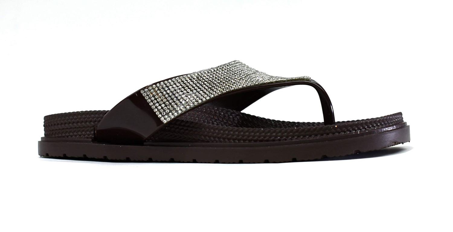 Ladies Flip Flops Sandal Diamate Women slip on Flat Toe post Thong UK Size 3-8