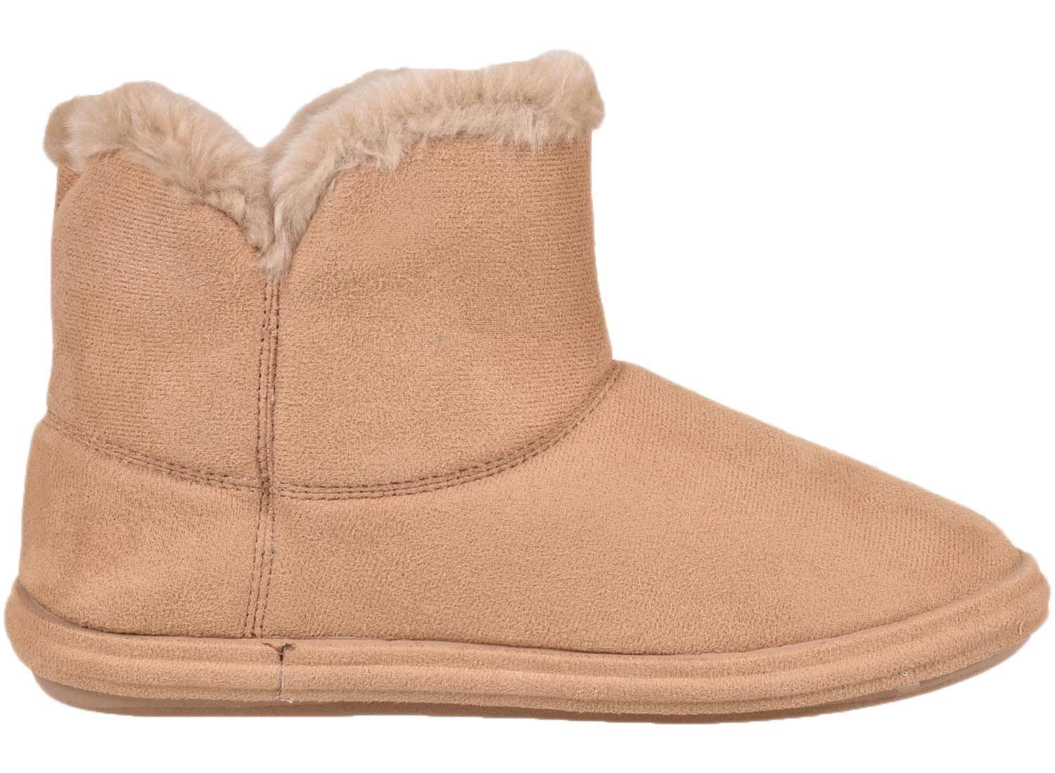 Zapatilla de invierno señoras Escarpín resbalón en el cuello de piel de imitación de gamuza tamaño de línea Polar Cálido
