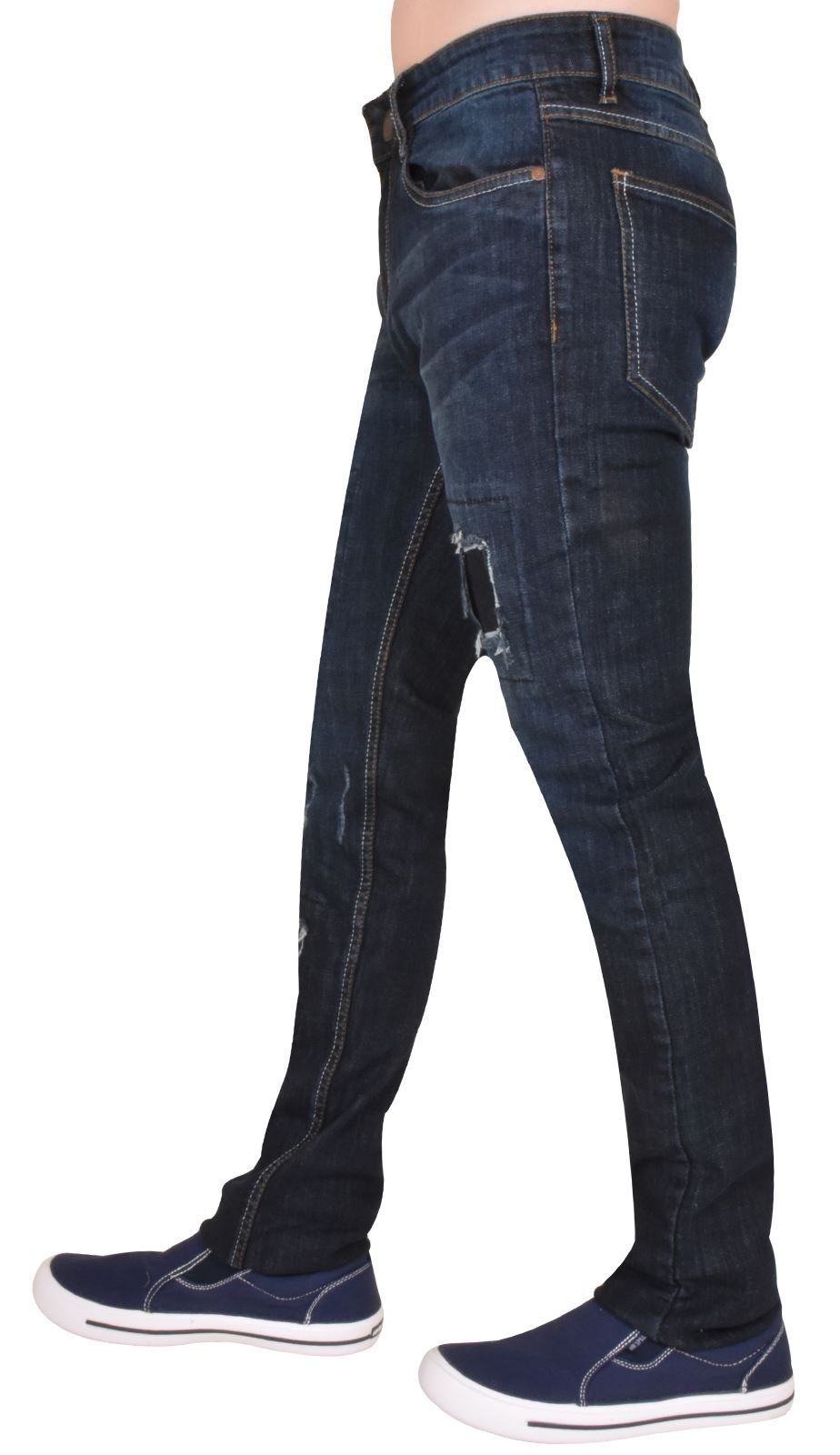 New Mens Slim Fit Jeans Ripped /& Repair 5 Pocket Western Straight Leg Denim