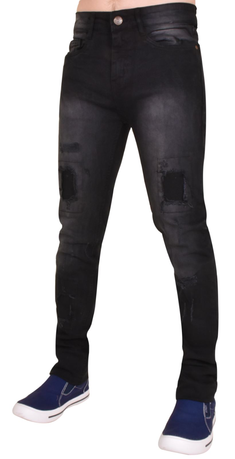 New Mens Slim Fit Jeans Ripped /& Repair 5 Pocket Western Straight Leg Denim