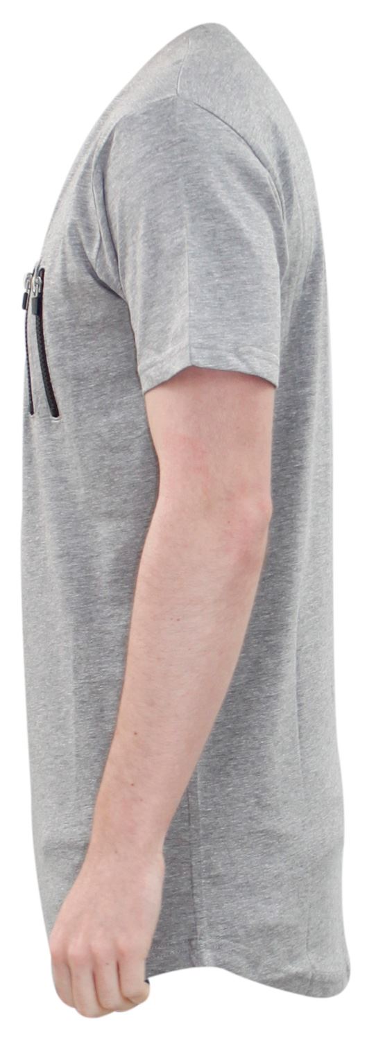 Mens Crew Neck Short Sleeve T-Shirt Soft Velvet Zip Pocket Summer Casual Tee Top