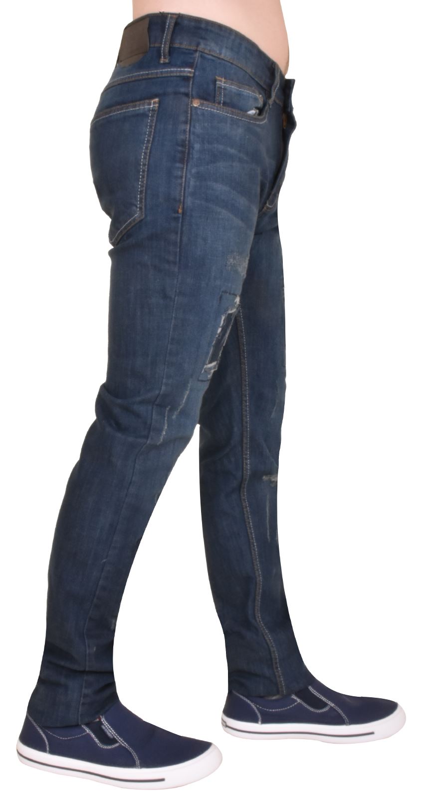 New Mens Slim Fit Jeans Ripped /& Repair 5 Pocket Western Straight Leg Denim