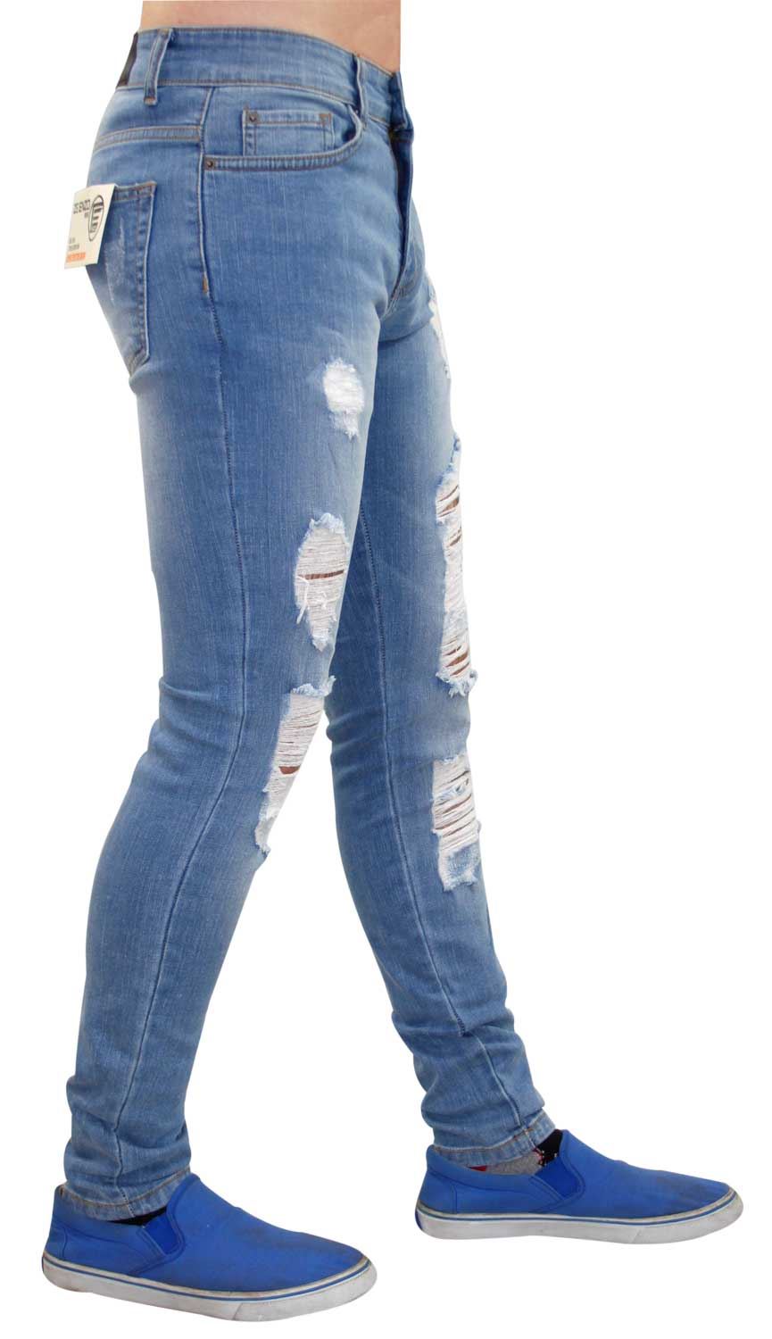 Men Enzo EZ376 Super Skinny Fit Stretch Ripped Style Denim Jeans Trousers Pants