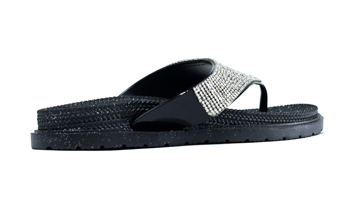 Ladies Flip Flops Sandal Diamate Women slip on Flat Toe post Thong UK Size 3-8