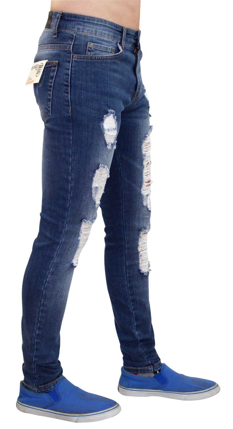 Men Enzo EZ376 Super Skinny Fit Stretch Ripped Style Denim Jeans Trousers Pants