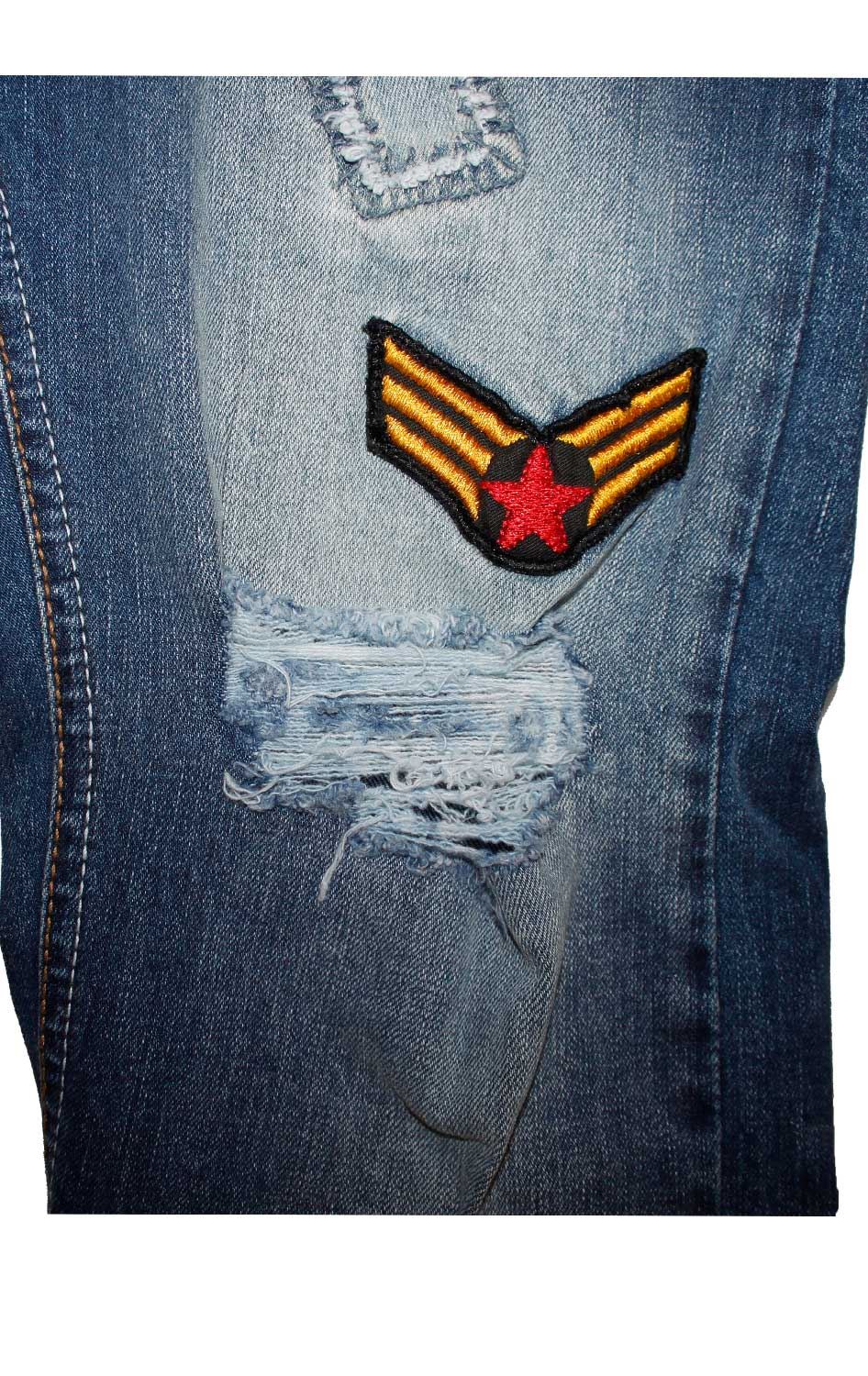 NUOVA linea uomo succo distintivi Strappato Stampato Slim Fit Cotone Stretch Denim Jeans Qualità