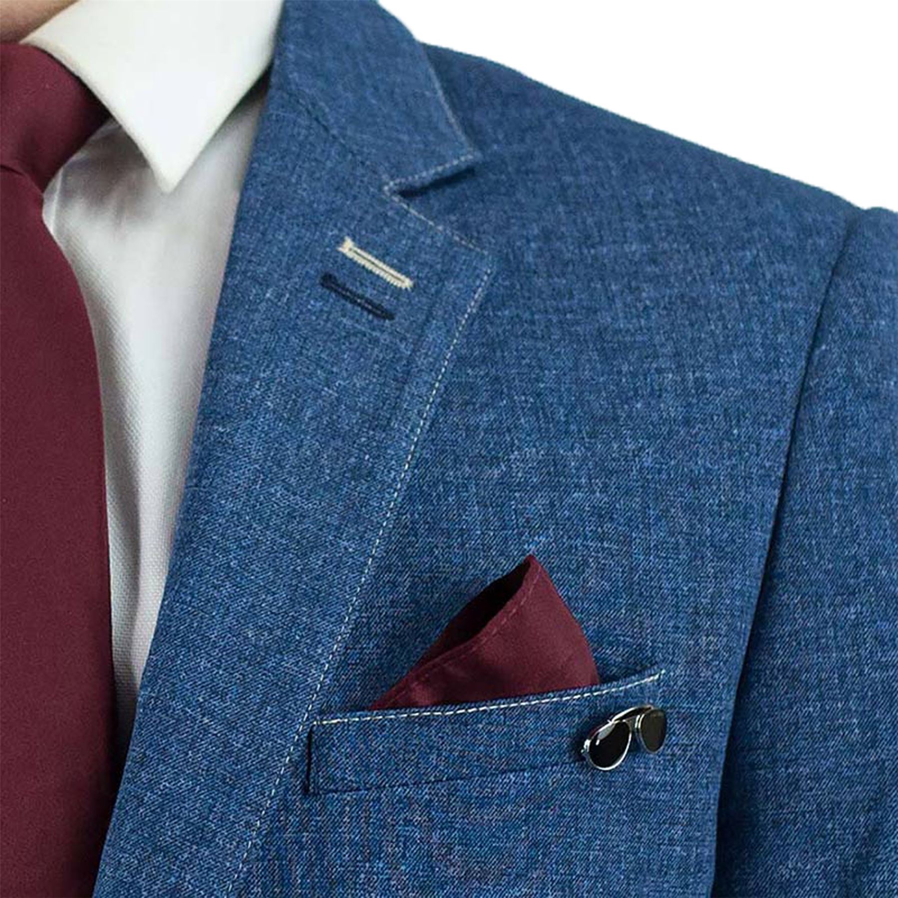 Mens Cavani Stretch Formal Slim Fit Jacket Blazer Suit Denim Casual Notch Lapel