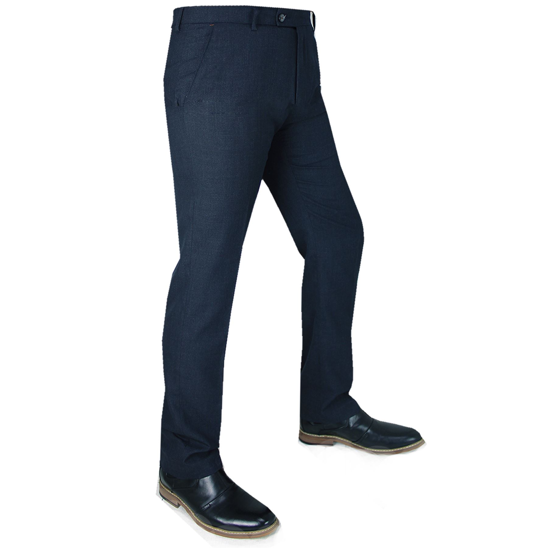 Da Uomo TRASMISSIONE Smart Formale Casual Tinta Unita Blu Scuro Pantaloni Regular Fit Pantaloni Tuta