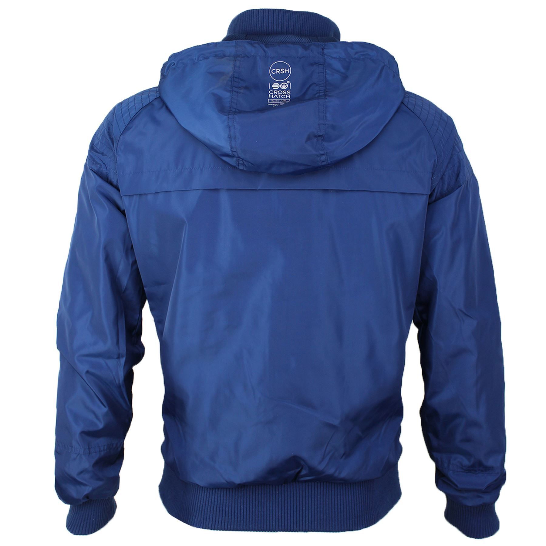 Mens Crosshatch Lightweight Contrast Showerproof Windbreaker Hooded Jacket Coat