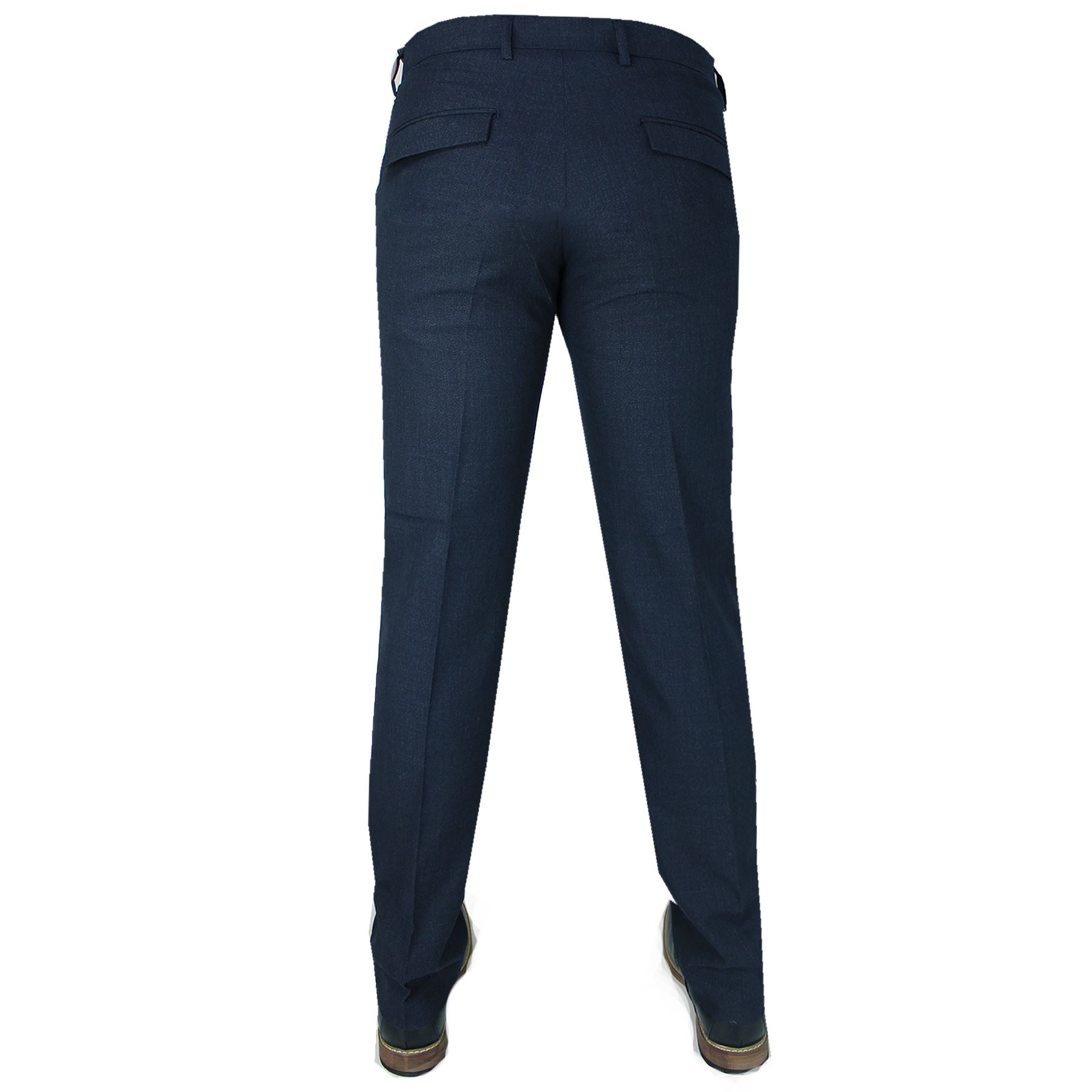 Da Uomo TRASMISSIONE Smart Formale Casual Tinta Unita Blu Scuro Pantaloni Regular Fit Pantaloni Tuta