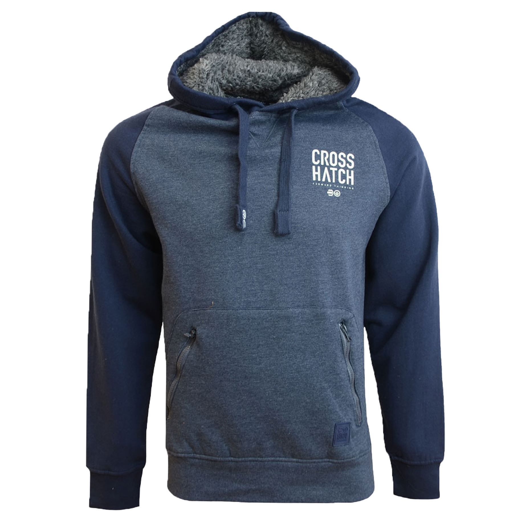 Da Uomo Crosshatch ozment tasca con cerniera Borg Foderato Manica Lunga Felpa con Cappuccio