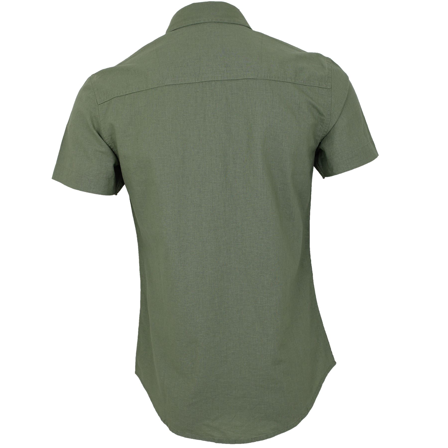 Mens Threadbare Linen Cotton Mix Plain Button Casual Summer Short Sleeve Shirt