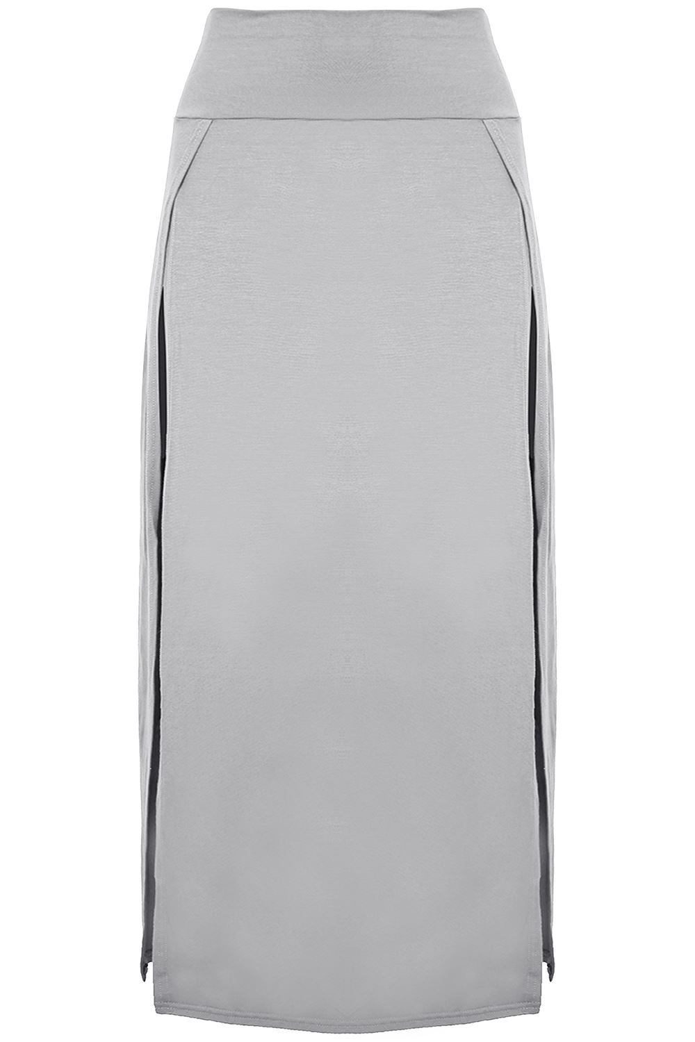 Femme Femmes Double SPLIT Slit Découpe Taille Haute Swing Long Skater Midi Jupe