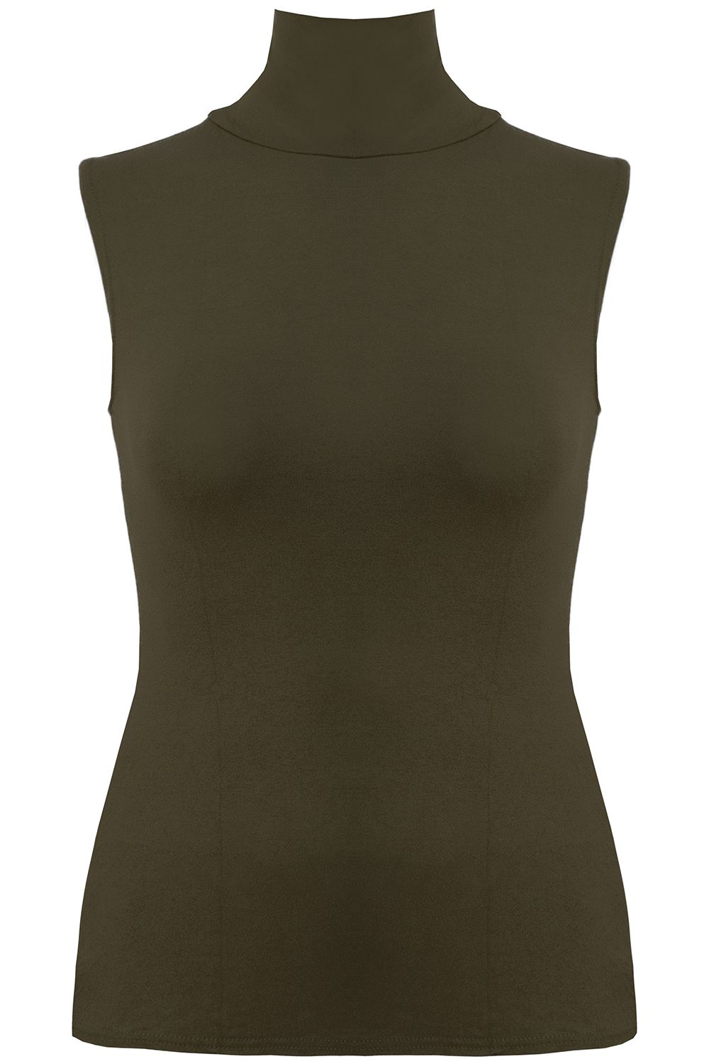 Plus Size Ladies Womens Plain Turtle Polo High Neck Bodycon Vest T Shirt Top