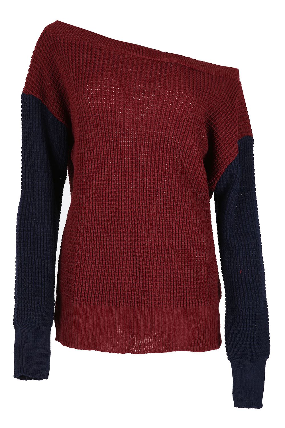 Womens Oversized Off Shoulder Rib Knit Jumper Chunky Knitted V Neck Bardot Top
