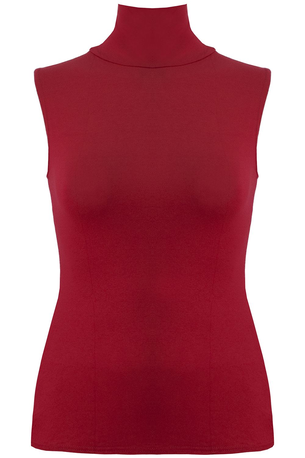 Plus Size Ladies Womens Plain Turtle Polo High Neck Bodycon Vest T Shirt Top