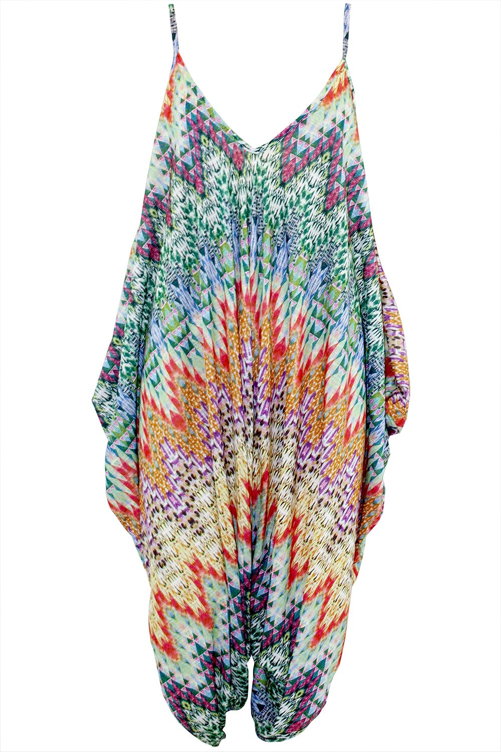 New Womens Ladies Printed Lagenlook Italian Drape Jumpsuit Baggy Harem Playsuit