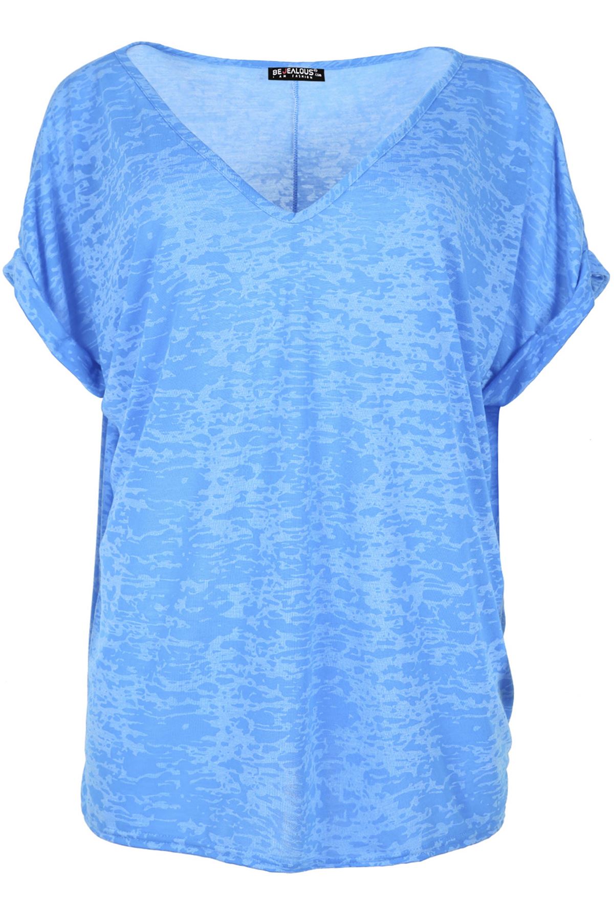 Plus Size Womens Baggy T Shirt Ladies Lagenlook Top Burnout V Neck Oversized