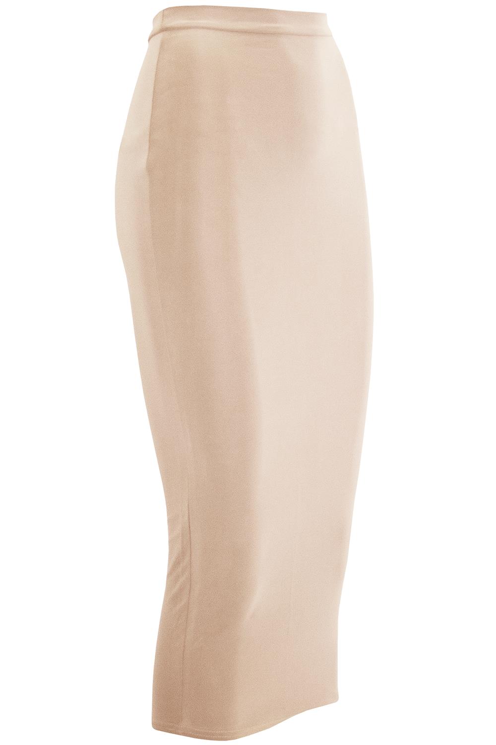 Womens Ladies Stretchy Elasticated Waist Band Casual Pencil Bodycon Midi Skirt