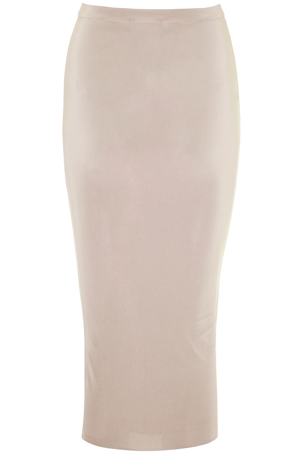Womens Ladies Stretchy Elasticated Waist Band Casual Pencil Bodycon Midi Skirt