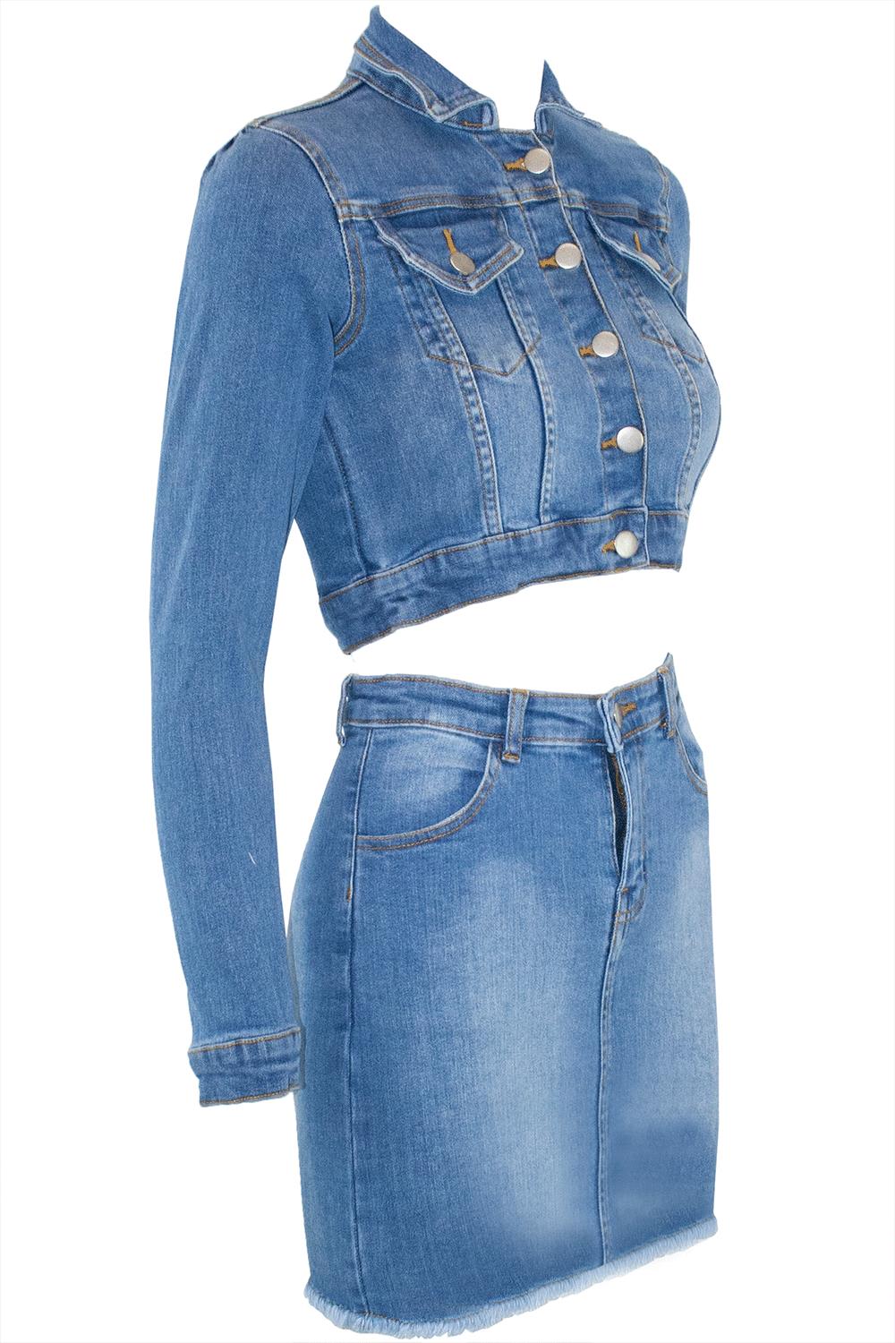 skirt and jean jacket set
