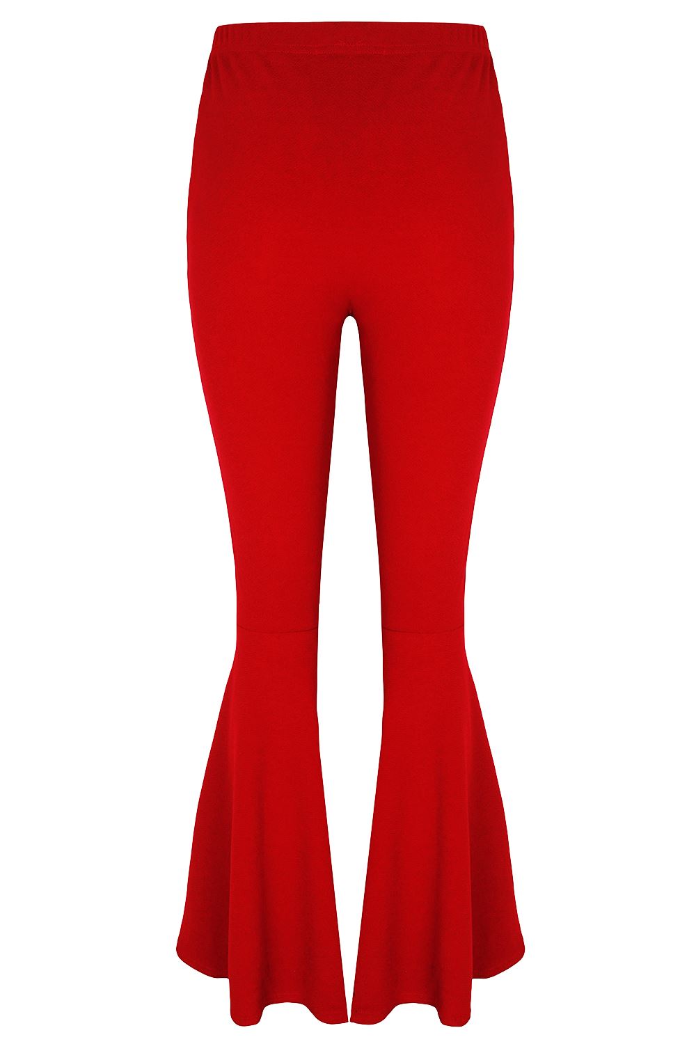 Da Donna vita alta Ruffle frill Bell Bottom Donna Palazzo Pantaloni Sigaretta