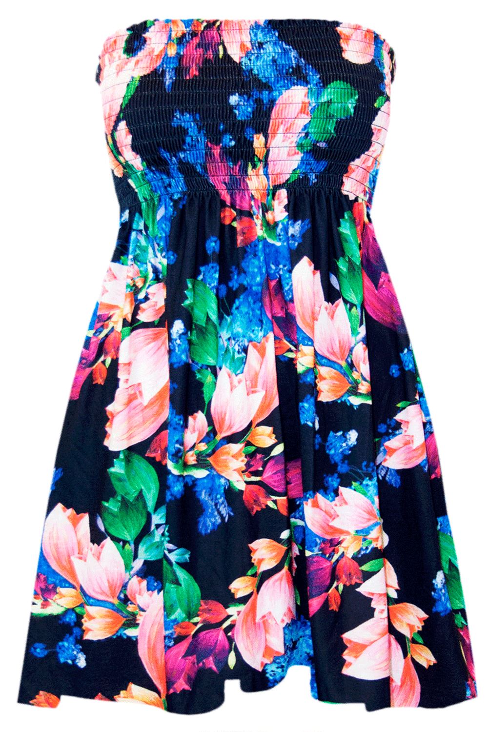 Plus Size Womens Ladies Sheering Floral Ruched Sleeveless Bandeau Boobtube Top