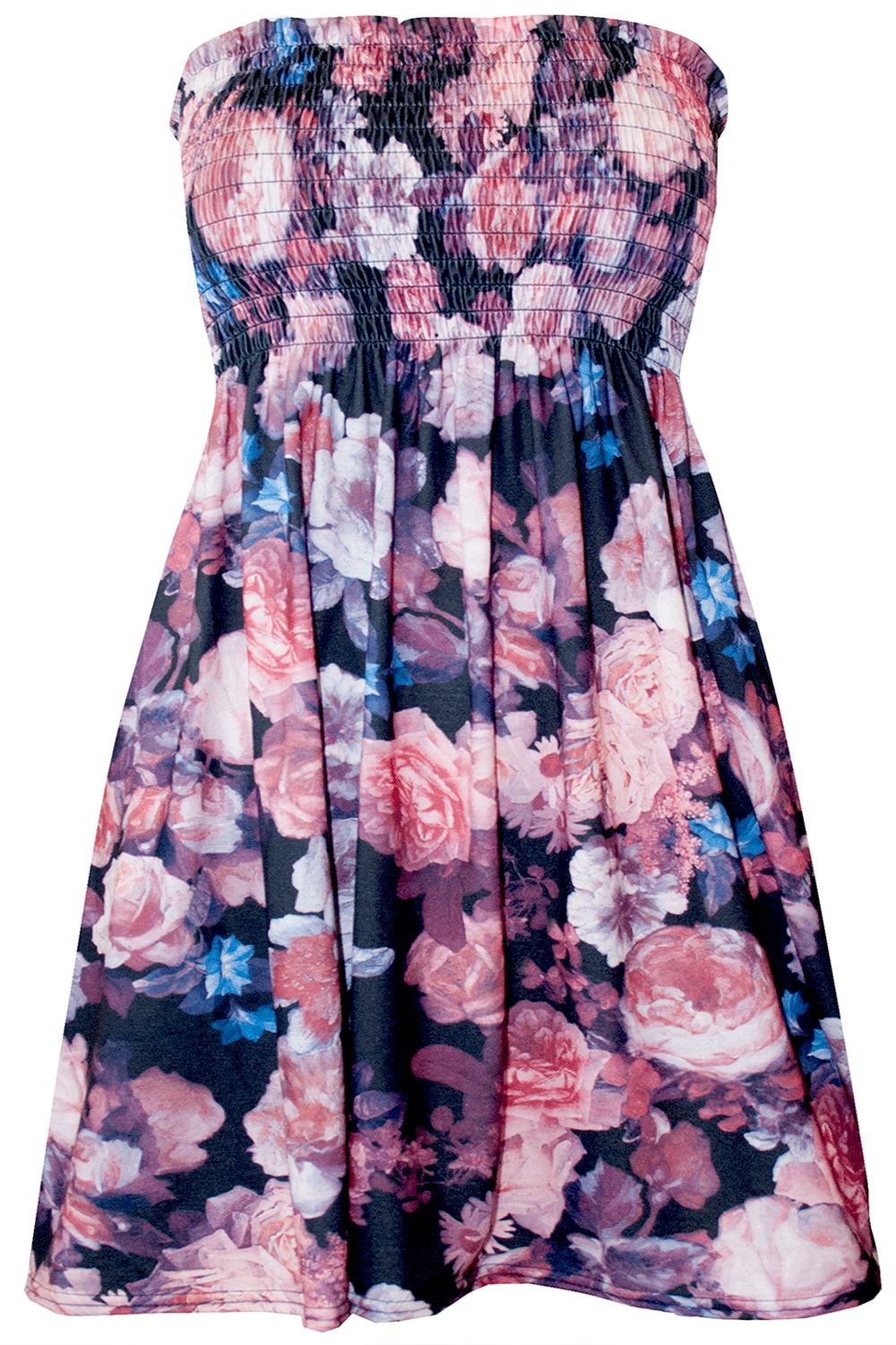 Plus Size Womens Ladies Sheering Floral Ruched Sleeveless Bandeau Boobtube Top