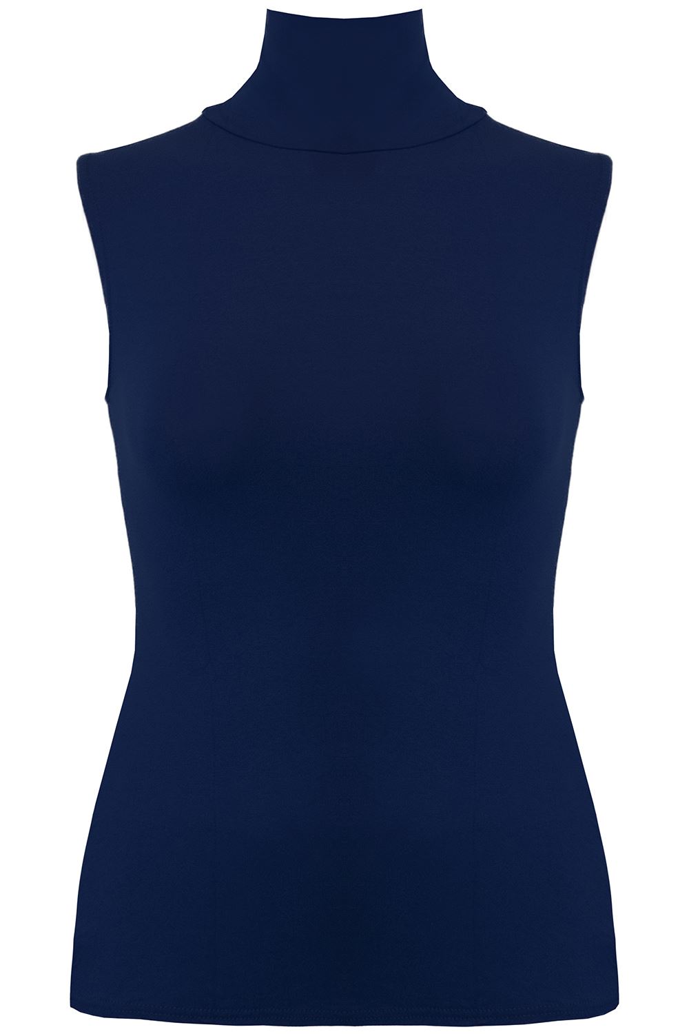 Plus Size Ladies Womens Plain Turtle Polo High Neck Bodycon Vest T Shirt Top
