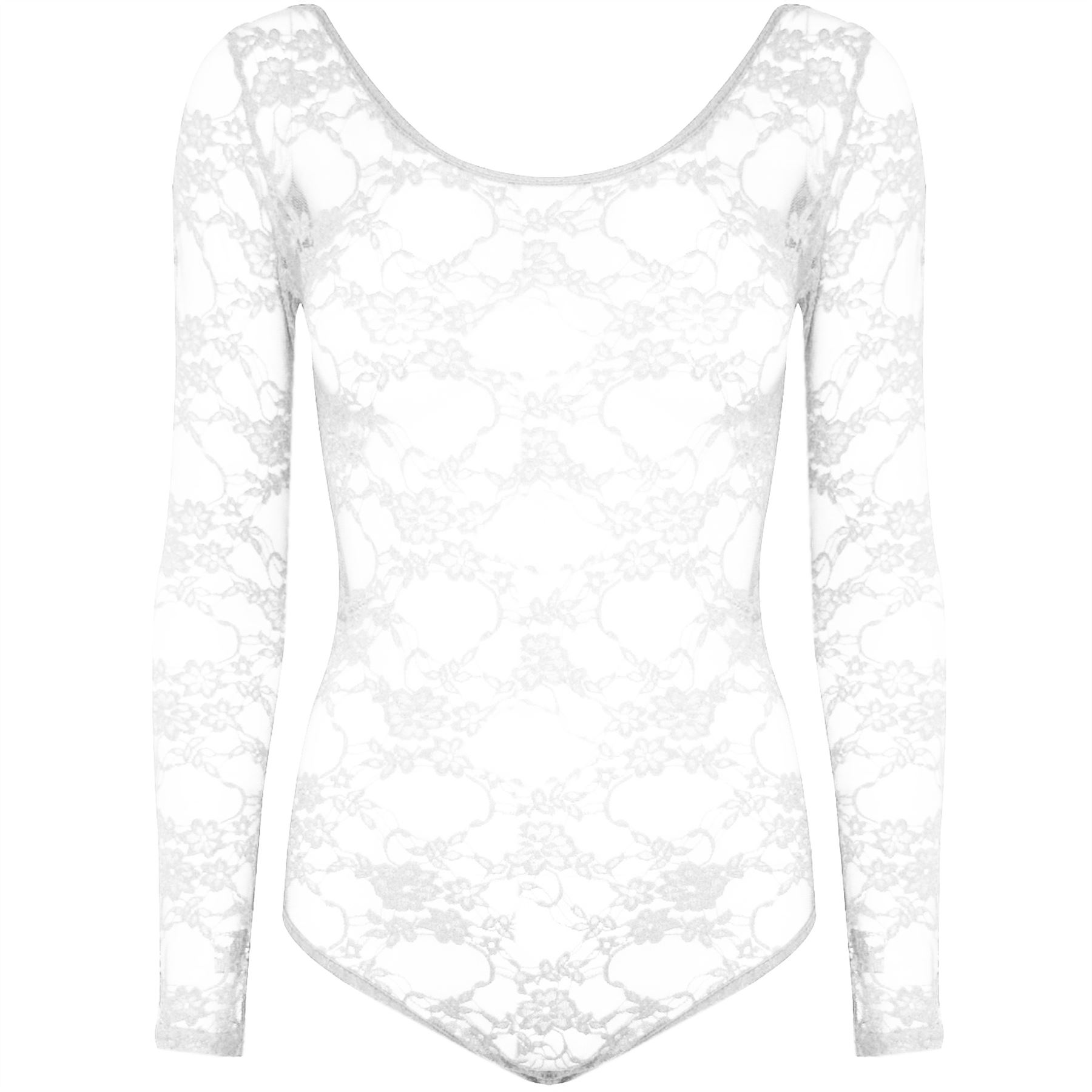 Womens Floral Full Mesh Lace Long Sleeves Ladies Leotard Bodysuit T Shirt Top