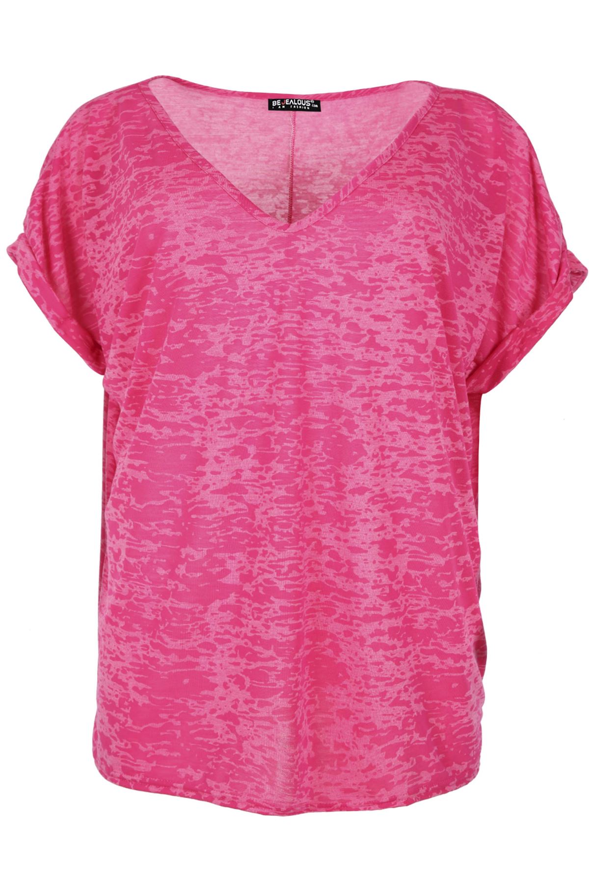 Plus Size Womens Baggy T Shirt Ladies Lagenlook Top Burnout V Neck Oversized