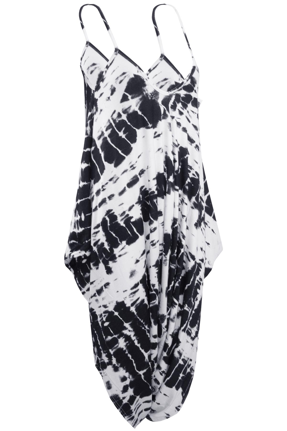 New Womens Ladies Printed Lagenlook Italian Drape Jumpsuit Baggy Harem Playsuit