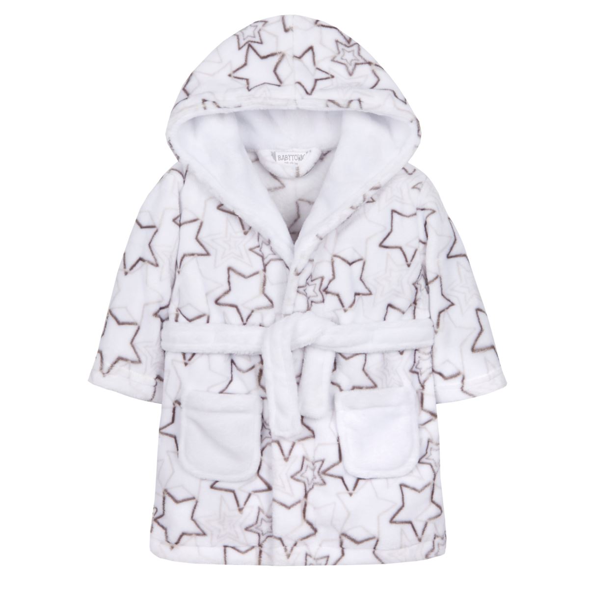 Baby Boy Girl Babies Dressing Gown Robe Plush Fleece Velvet Soft Cosy Star Print